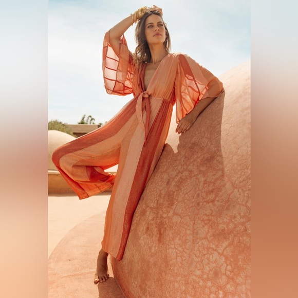 NWT - Sundress x Anthropologie Juliana Jumpsuit in Marbella Mix Terracotta - M/L - Picture 4 of 12